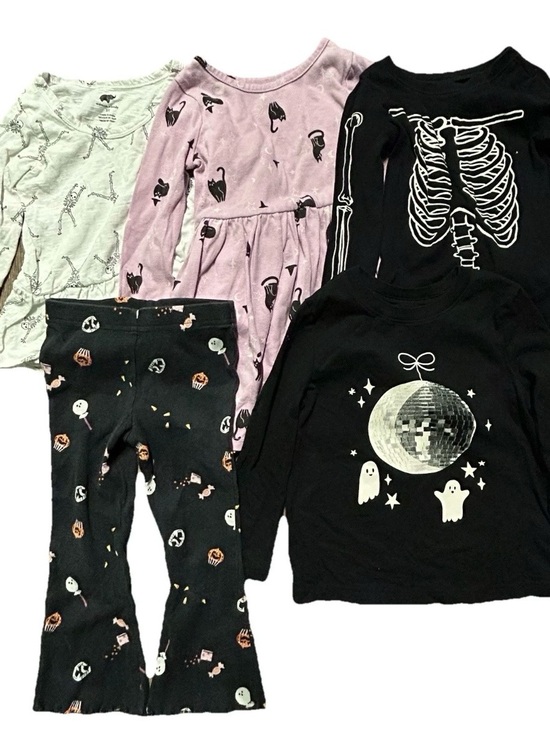 Other - Toddler Girl Halloween Fall Long Sleeve Shirts Leggings Skeletons Ghosts Size 3T